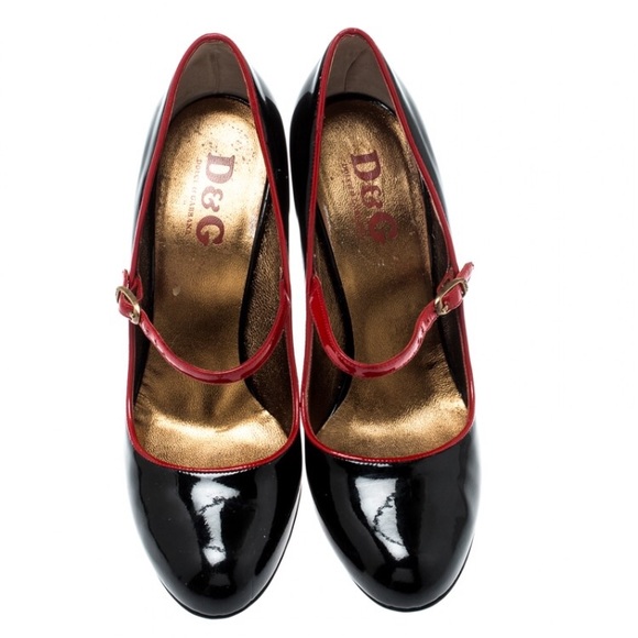 Dolce and Gabbana Black Patent Leather Mary Jane Pumps Size 37 - Picture 3 of 6